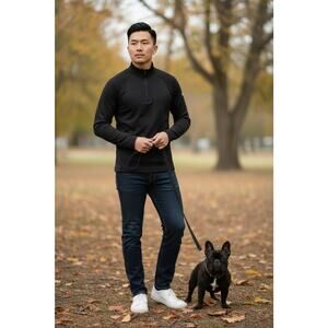 Peter Millar men's athletic quarter-zip moisture-wicking pullover Size L, Black